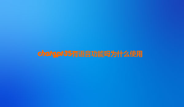 chatgpt35有语音功能吗为什么使用