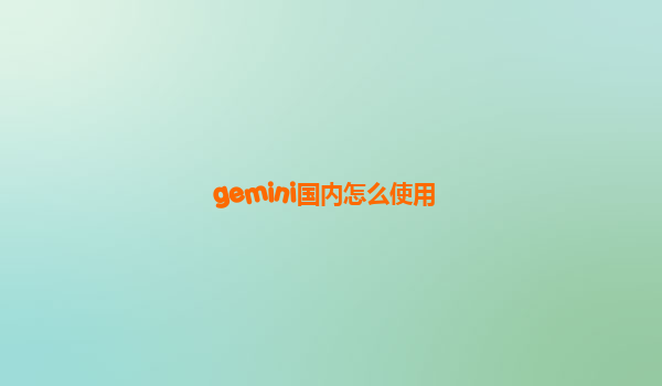 gemini国内怎么使用