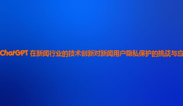 ChatGPT 在新闻行业的技术创新对新闻用户隐私保护的挑战与应对？